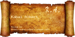 Kabai Albert névjegykártya
